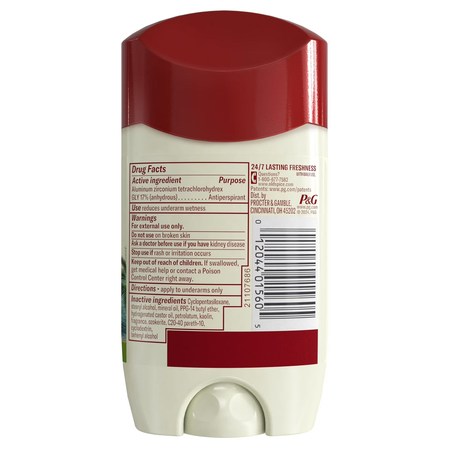 Desodorante Old Spice para hombre, sólido invisible, antitranspirante en barra, Fiji, 73g