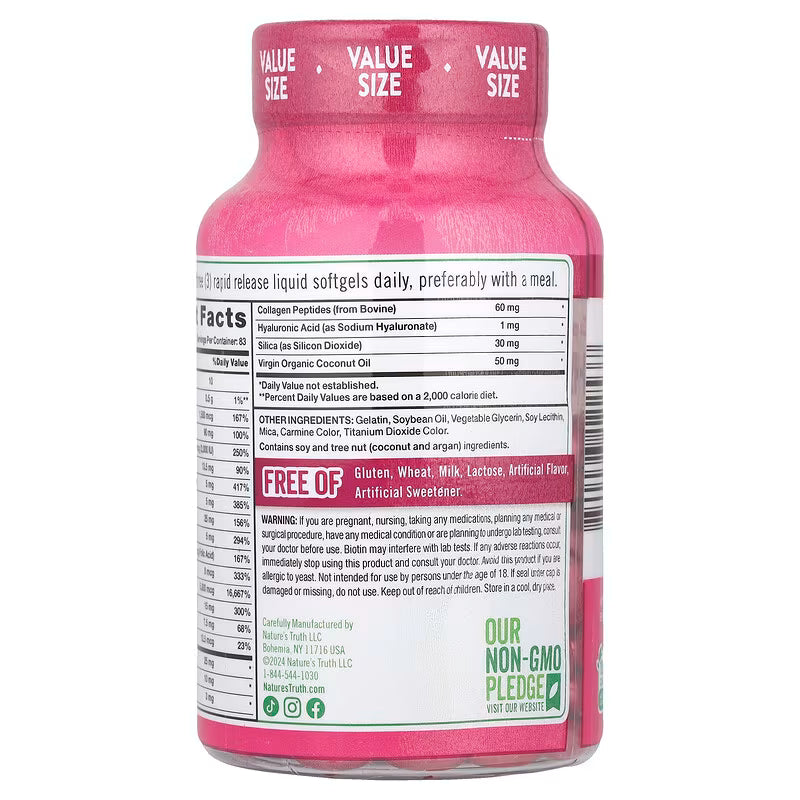 Nature´s Truth - Hair, Skin & Nails 5,000mcg BIOTIN - 250 cápsulas blandas líquidas de liberación rápida