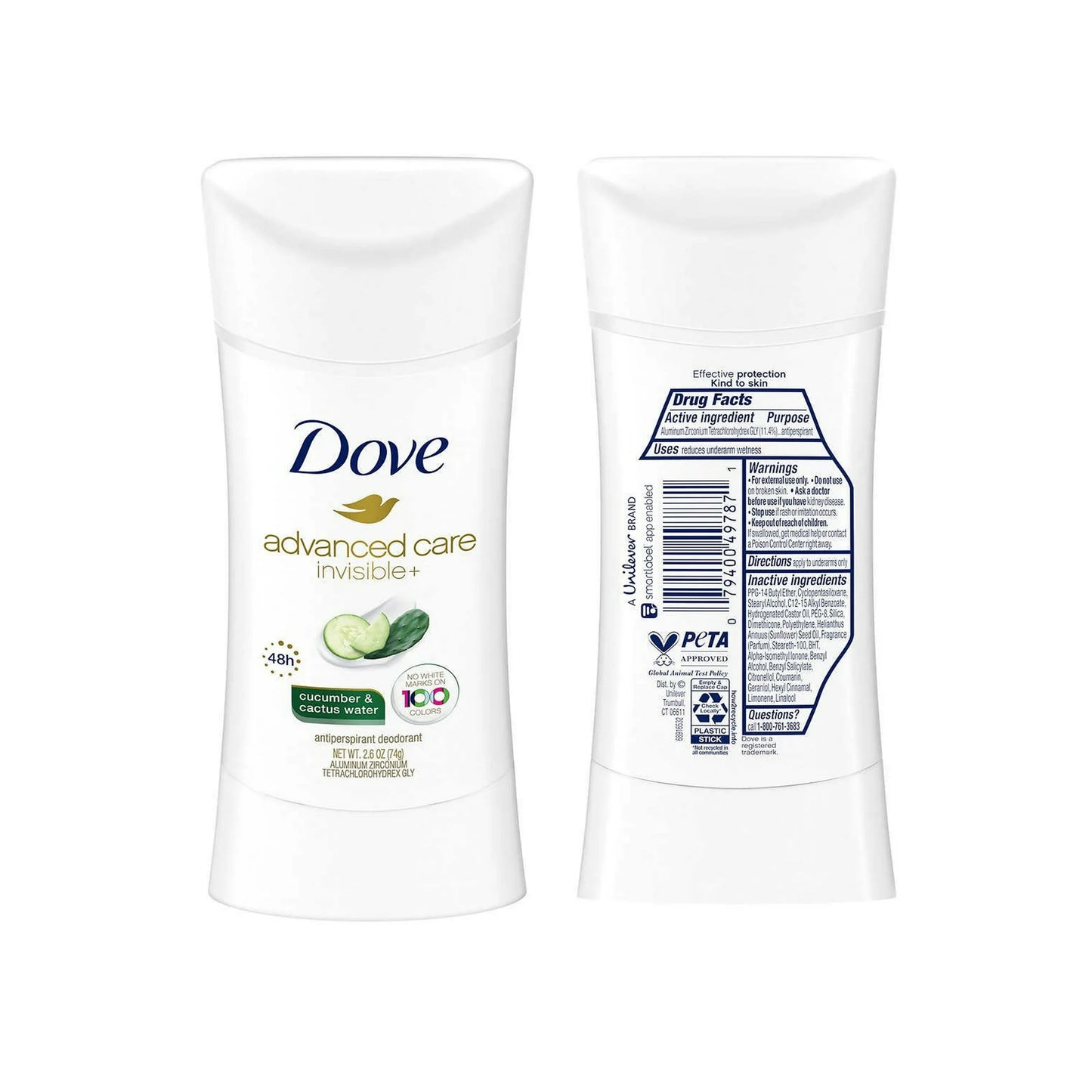 Dove advanced care invisible+ antitranspirante 74g
