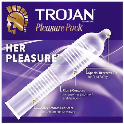 Trojan Pleasure PACK Condones lubricantes 12 unidades