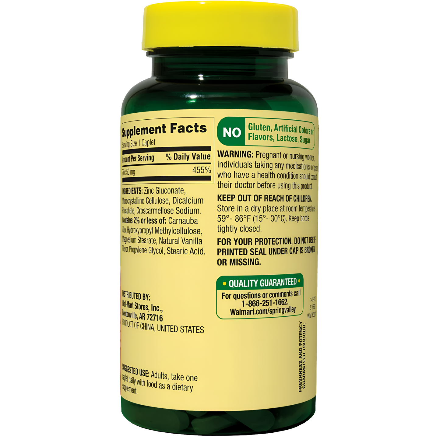 ZINC 50MG - SPRING VALLEY - 200 TABLETAS