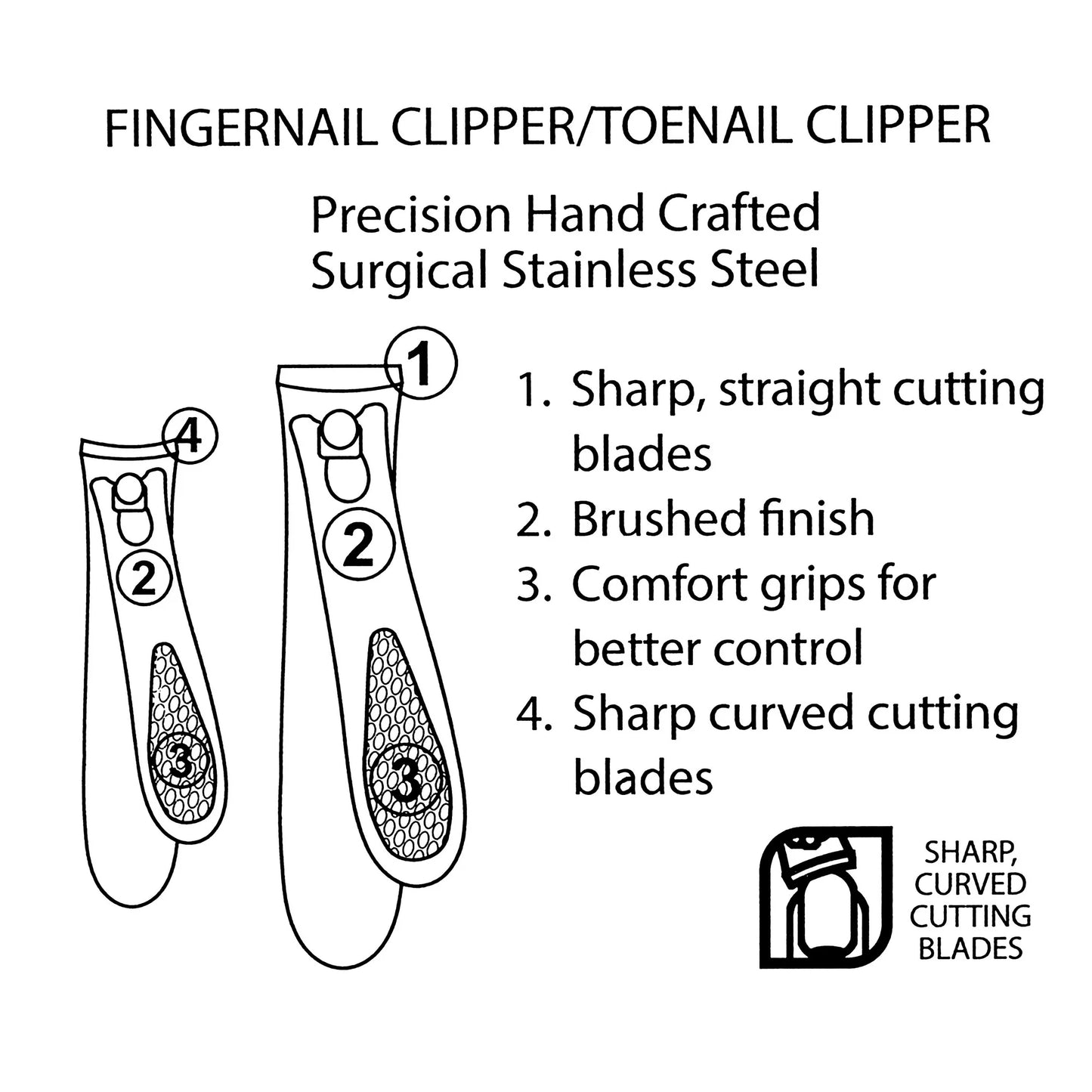 Cortaúñas Equate de acero inoxidable, paquete doble, para el cuidado tradicional de las uñas (2 unidades)