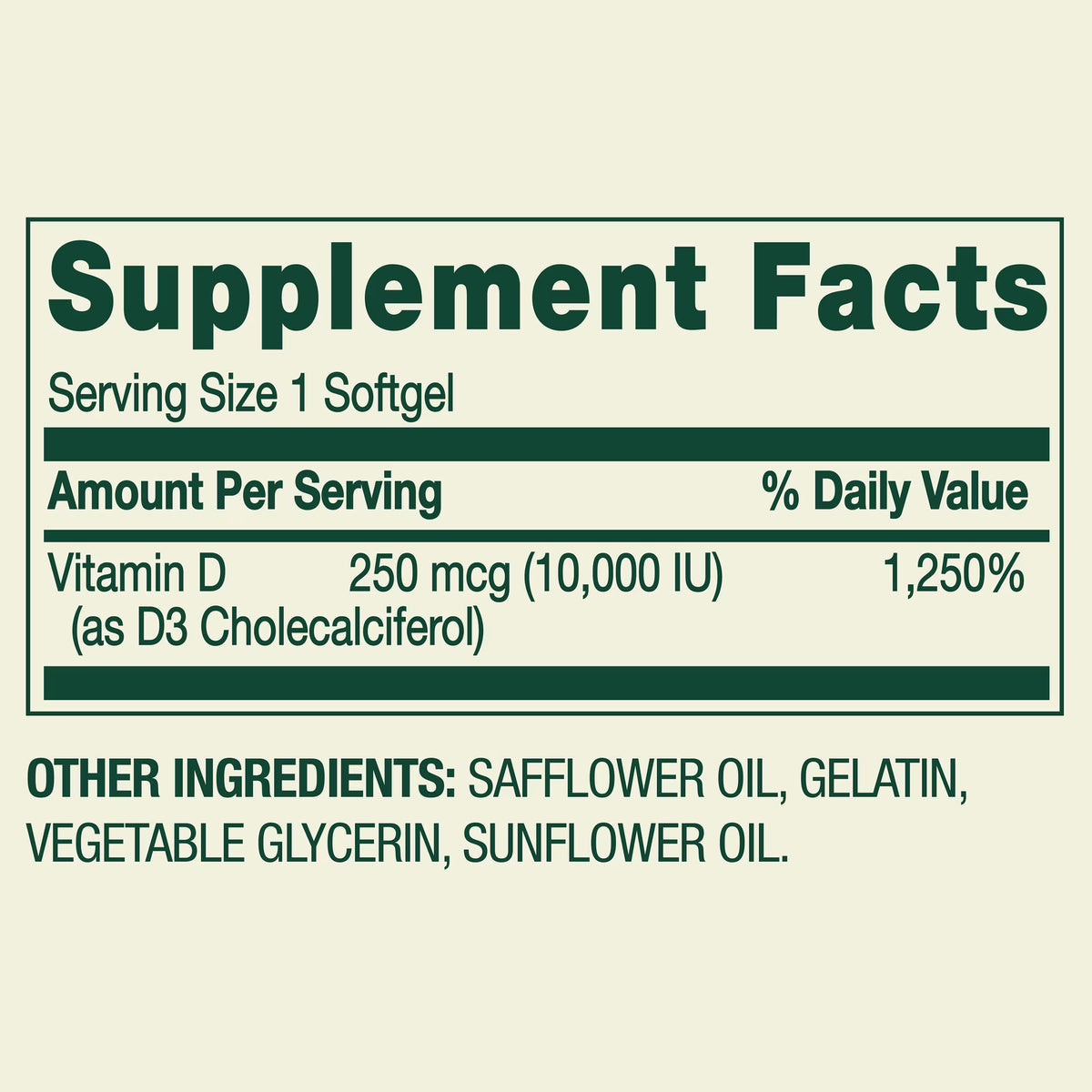 Spring Valley - Vitamina D3 250mcg(10,000IU), 200capsulas