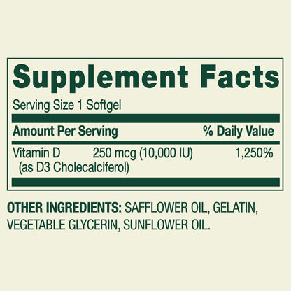 Spring Valley - Vitamina D3 250mcg(10,000IU), 200capsulas