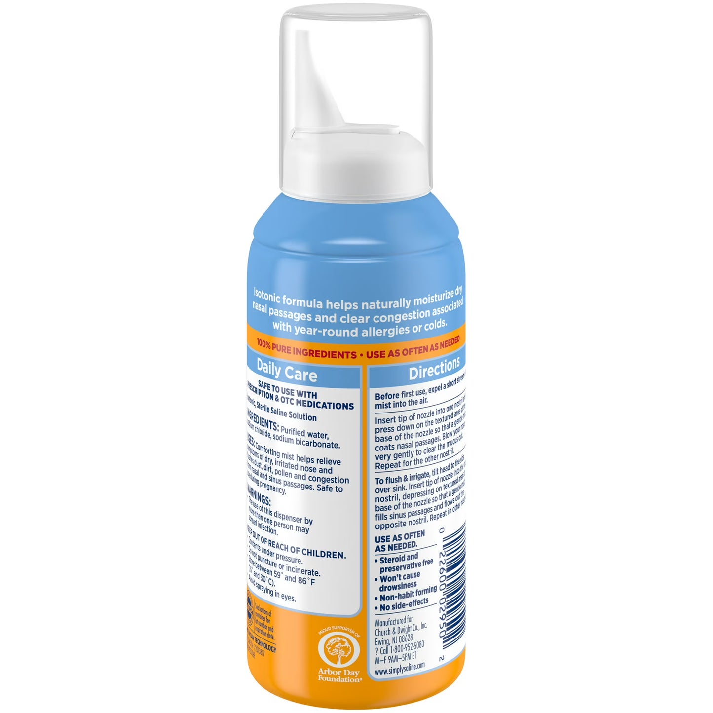 ARM & HAMMER Simply Saline Spray -Alivio Instantáneo para la Congestión Diaria, 127g