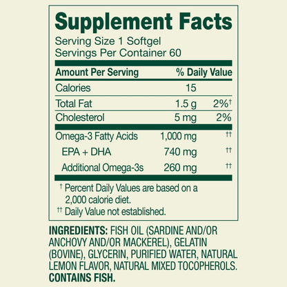 Spring Valley Proactive Support Omega-3, 1000 mg, Cápsulas Blandas