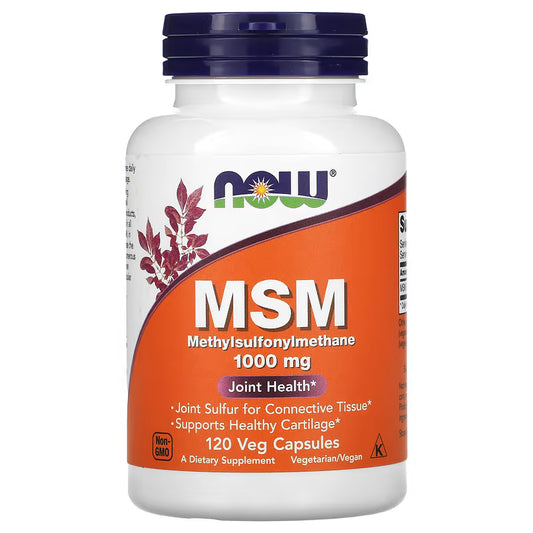 NOW Suplementos, MSM (Metilsulfonilmetano) 1,000 mg 120 cápsulas vegetales