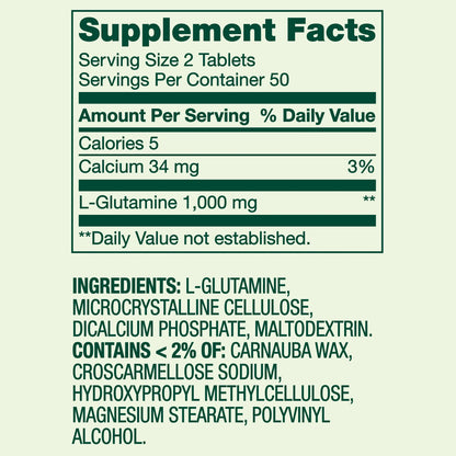 Spring Valley - L-glutamina 500 mg, 100 tabletas