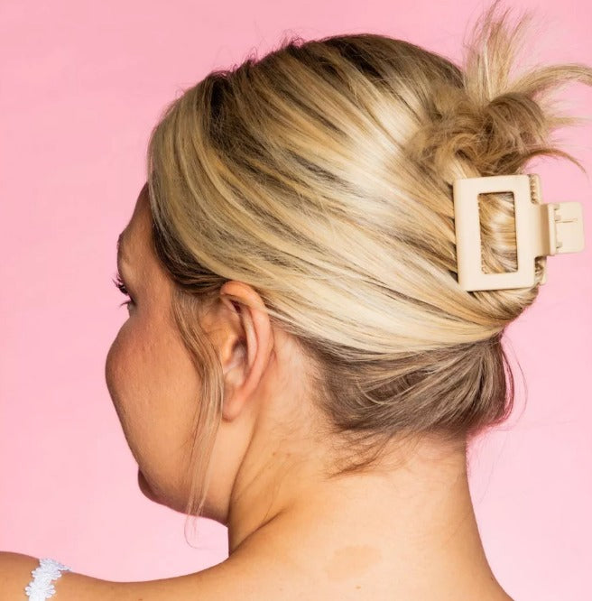 Pinzas cuadradas Gimme Beauty Grip + Go para cabello fino - Crema/Negro - 2 unidades