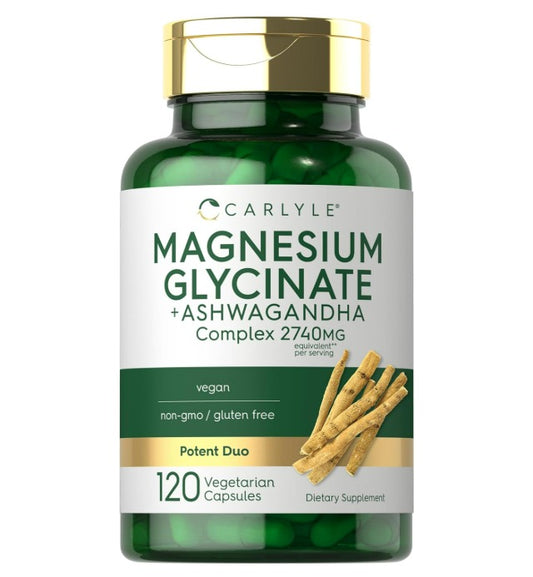 Carlyle Magnesio Glycinato + Ashwagandha complex 2740mg , 120 capsulas