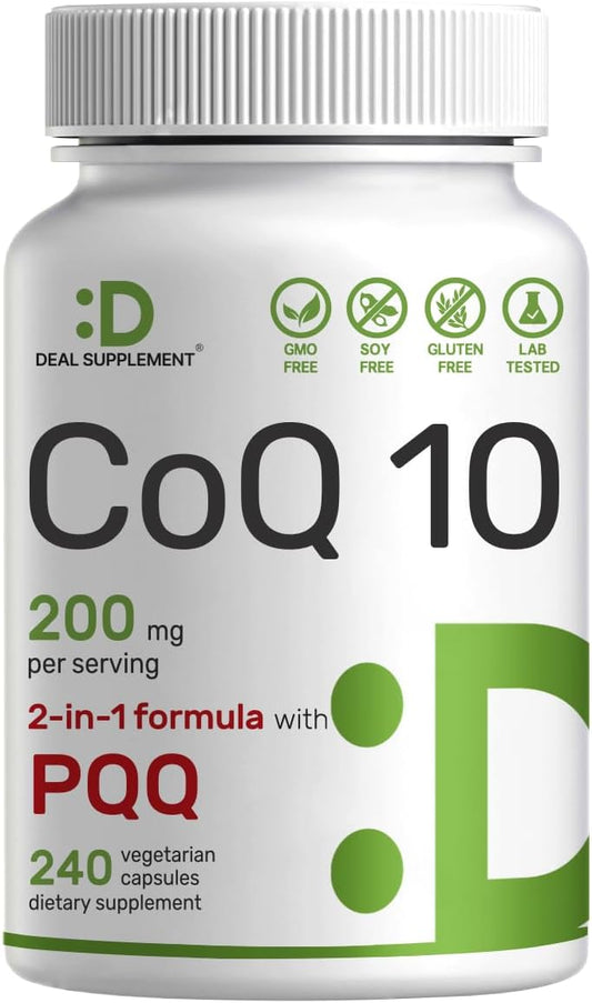 DEAL SUPPLEMENT CoQ10 200mg con PQQ, 240 cápsulas vegetales