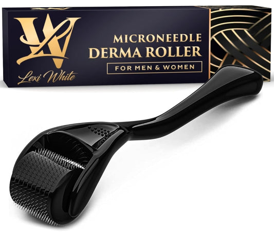 Derma Roller para piel, cabello y barba - Rodillo de microagujas de titanio para mujeres y hombres