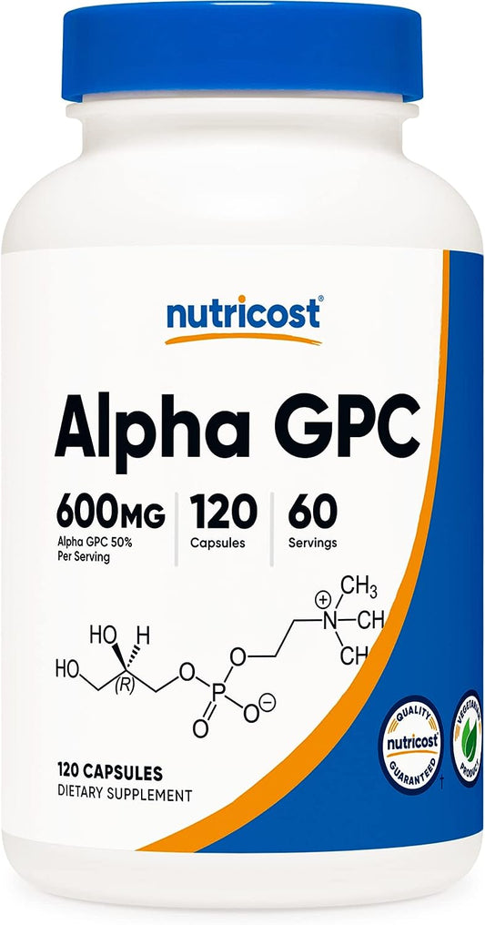 Nutricost Alpha GPC 600 mg por porción, sin OMG y sin gluten