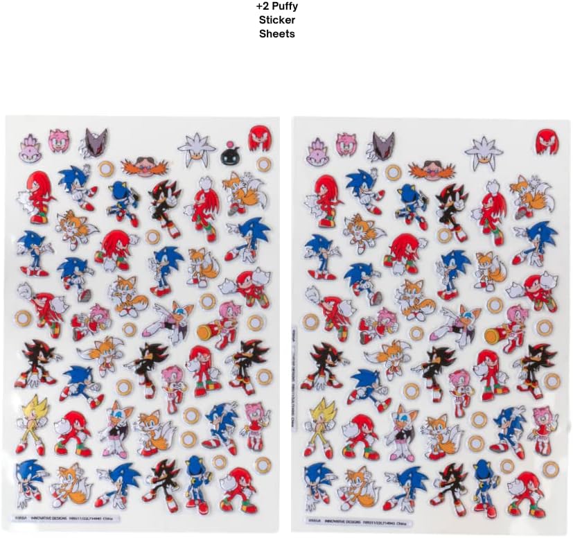 Juego de libros de pegatinas de Sonic - 14 hojas, más de 1200 pegatinas infladas
