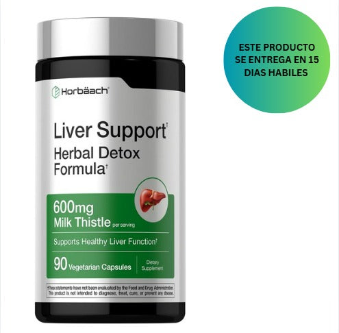 Horbäach Soporte hepático | Cardo mariano de 600 mg | 90 cápsulas vegetarianas