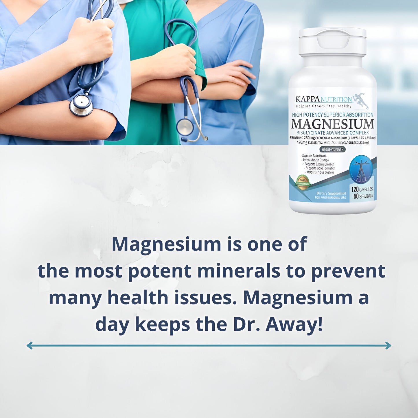 Kappa Nutrition Magnesium Bisglycinate Absorción superior - 120 Cápsulas