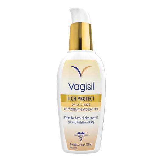 Vagisil Itch Protect - Crema diaria con avena prebiótica, fórmula protectora sin fragancia con manteca de karité y aceite de girasol,absorción rápida con pH equilibrado, hipoalergénico 58 gr.