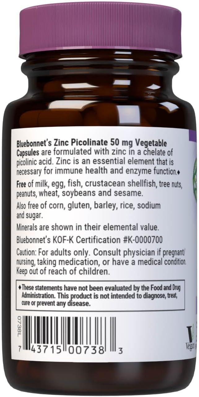 Bluebonnet Nutrition Picolinato de zinc 50 unidades