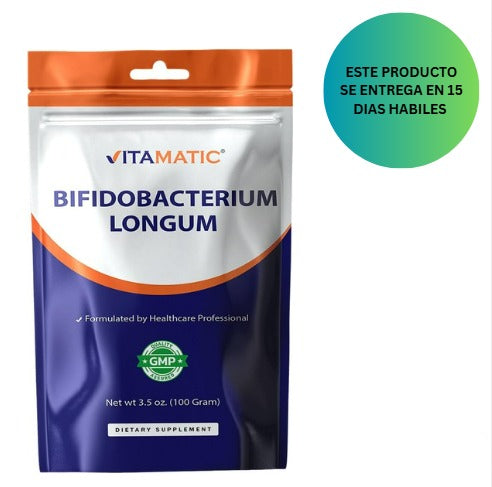 Vitamatic Bifidobacterium Longum Probiotic Powder - Apoyo a la salud digestiva - 100 gr