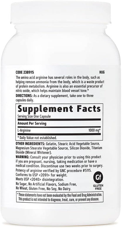 GNC L-Arginina 1000 mg, 90 caplets