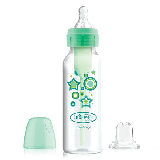 Dr. Brown's Natural Flow Anti-Colic Options+ Kit de inicio de botella para sorber estrecho, 8 oz