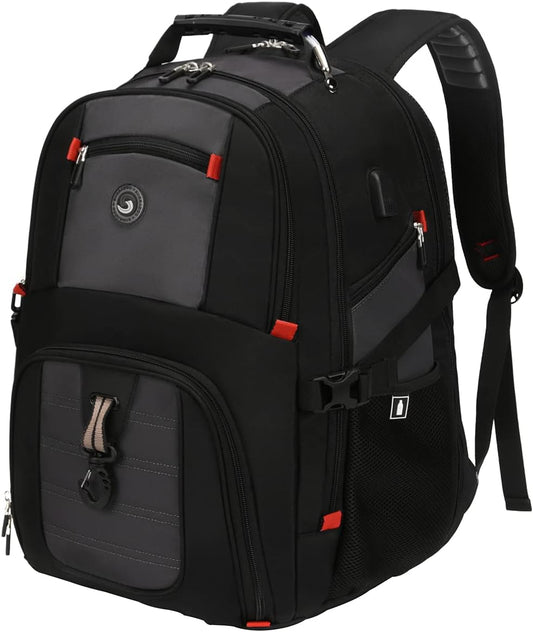 SHRRADOO Mochila de viaje extra grande + puerto USB , para laptop de 17 pulgadas