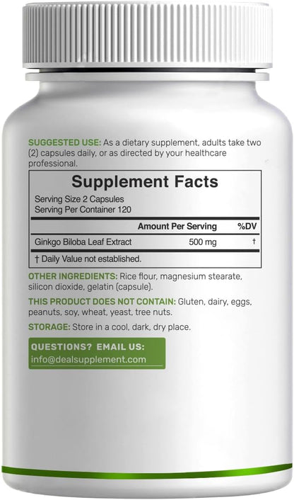 Deal Supplement - Ginkgo Biloba 500mg, 240 capsulas