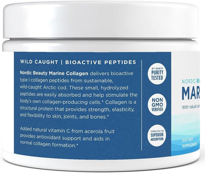 Nordic Naturals Nordic Beauty - Polvo de colágeno marino, fresa, 150g