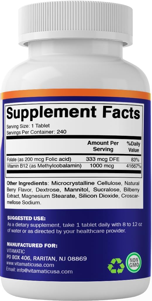 Vitamatic - Mehyl B12 1000mcg, 240 comprimidos de disolución rápida