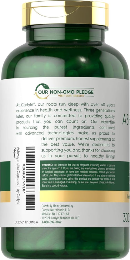 Carlyle Suplemento Ashwagandha de 3000 mg  300 cápsulas