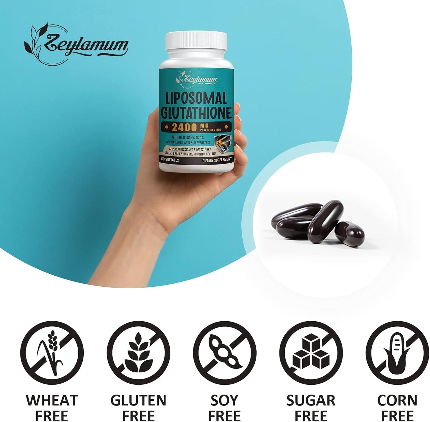Zeylamum Liposomal Gluthatione 2400 mg 60 Softgels