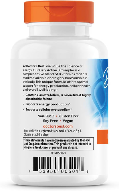 DOCTOR BEST Fully Active B complex con Quatrefolic -  Cápsulas