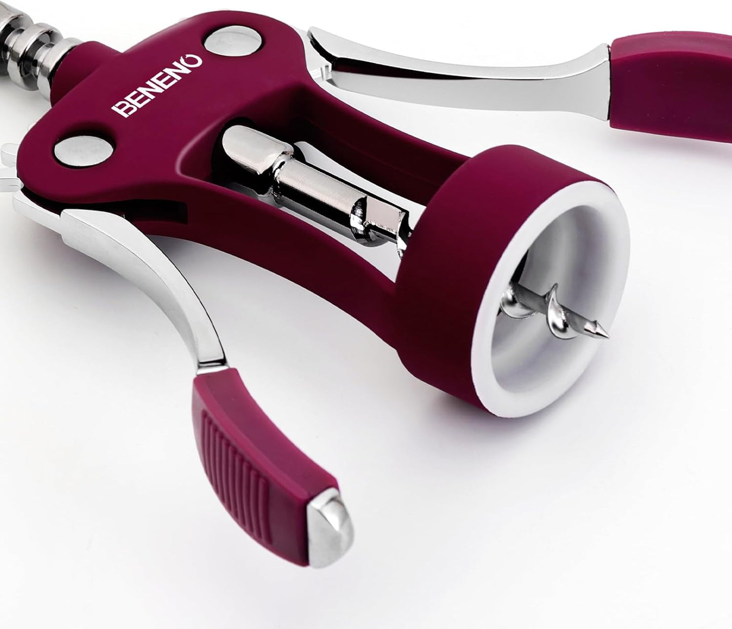 Abridor de vino Beneno, sacacorchos de ala de aleación de zinc con abrebotellas multifuncional, con mango ergonómico antideslizante, morado