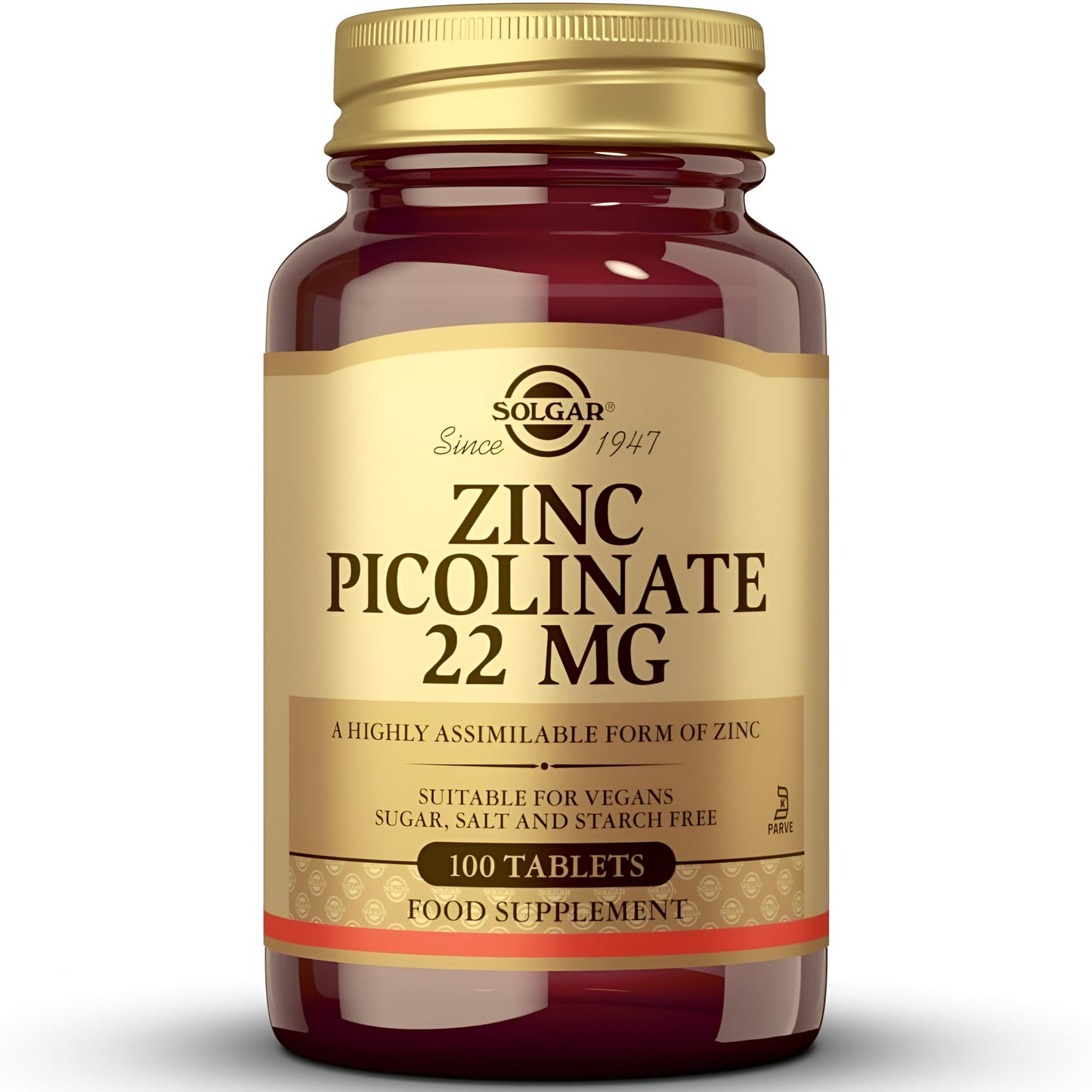 Solgar, Picolinato de zinc 22mg, 100 tabletas