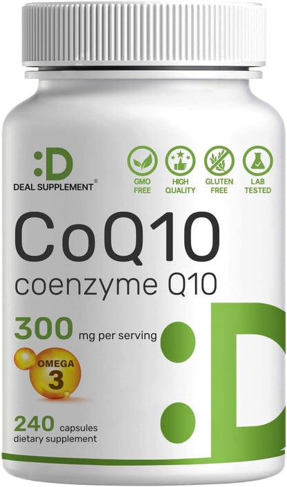 Deal Supplement - Coq10 coenzyme Q10 con Omega 3,  300mg - 240 capsulas