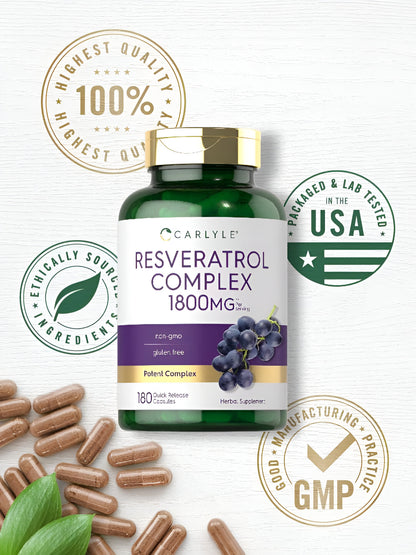 Resveratrol complex 1800mg , 180 capsulas - Carlyle