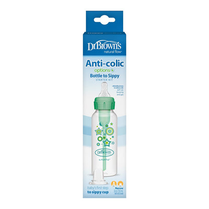 Dr. Brown's Natural Flow Anti-Colic Options+ Kit de inicio de botella para sorber estrecho, 250ml
