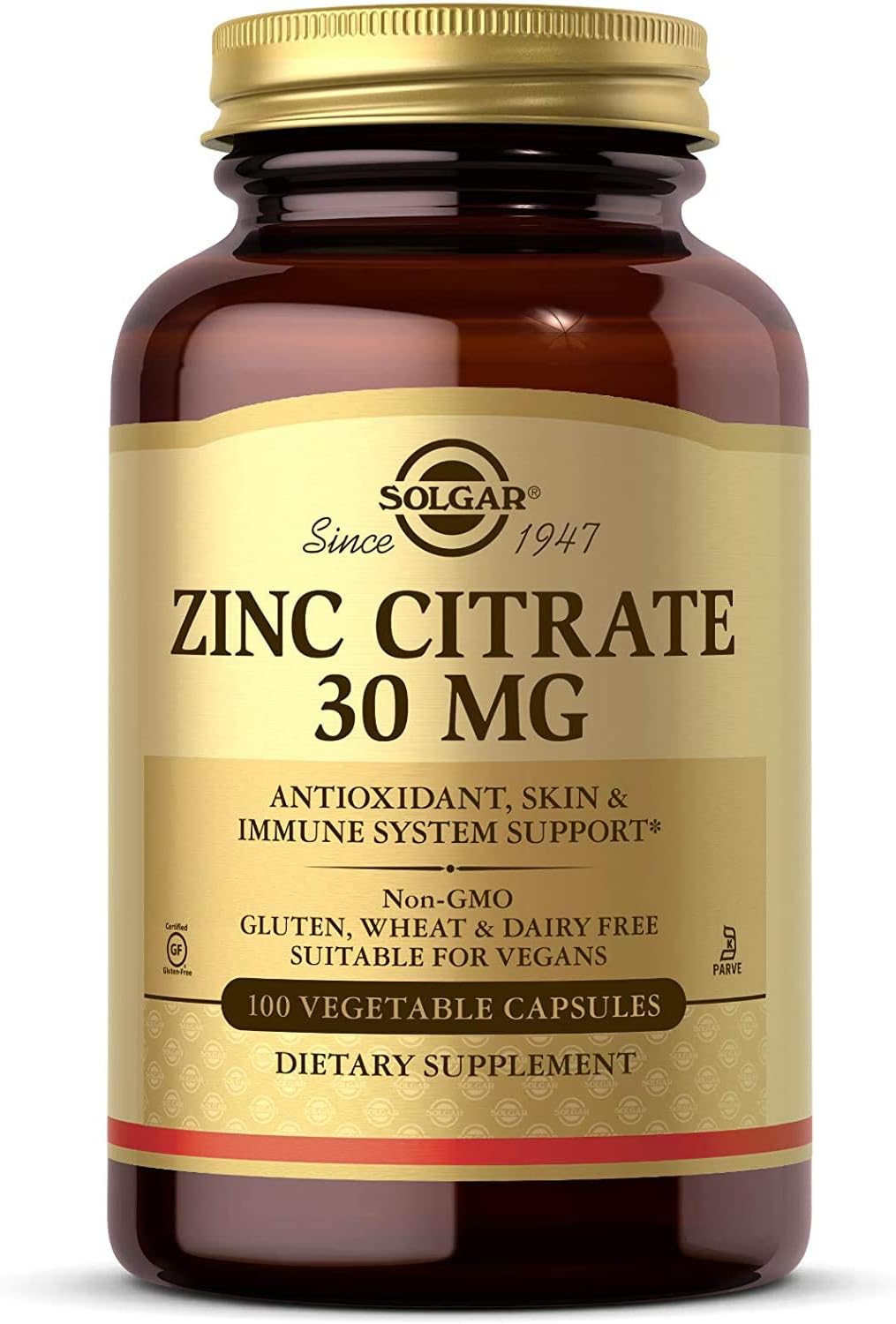 Solgar - Zinc Citrate 30mg, 100 capsulas vegetables