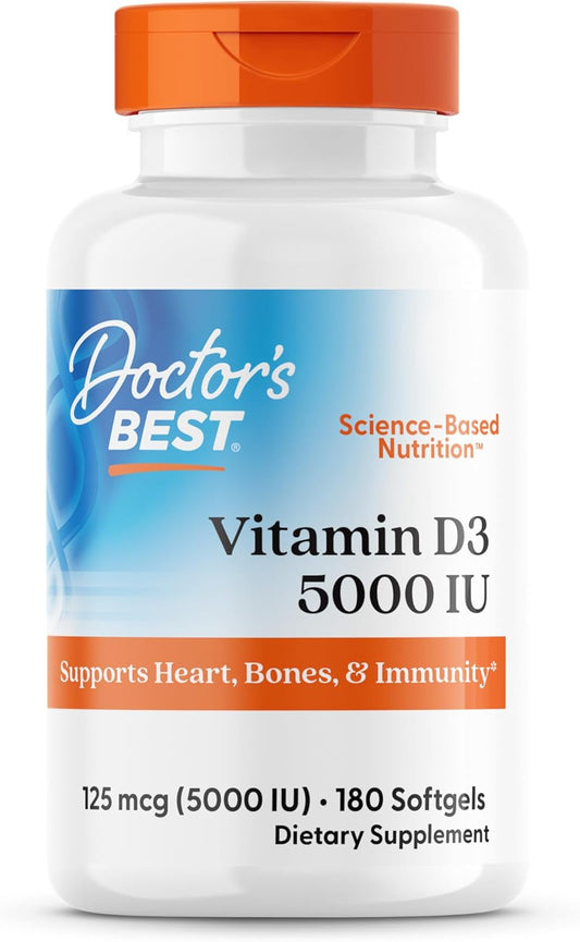 Doctor's Best, Vitamina D3 5000iu, 180  Capsulas de Gel.