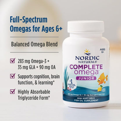 Nordic Naturals - Complete omega junior(283mg omega-3s), 90 mini capsulas sabor a limon