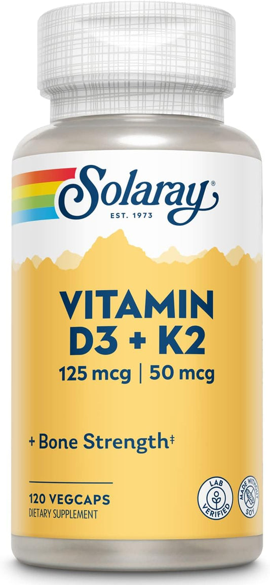 SOLARAY Vitamin D3 + K2 (125mcg/50mcg) 120 vegcaps