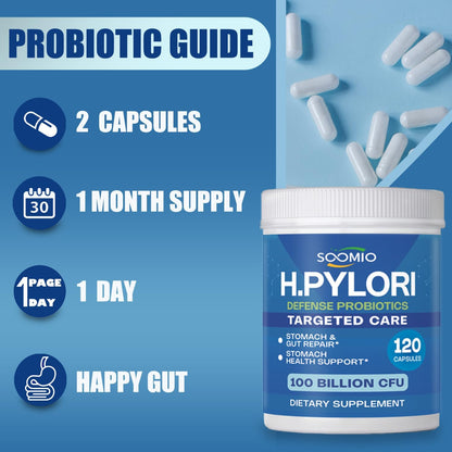 Soomio - H.Pylori Support Probiotic 100 mil millones 120capsulas