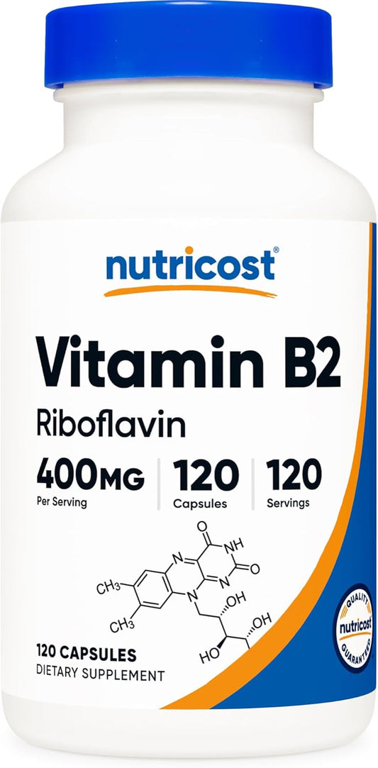 Nutricost - Vitamina B2 (Riboflavin) 400mg, 120 Capsulas