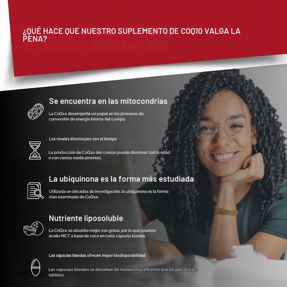 Intelligent Labs CoQ10 Ubiquinona 200mg con aceite MCT, apoyo para la salud cardíaca, 120 Softgels.