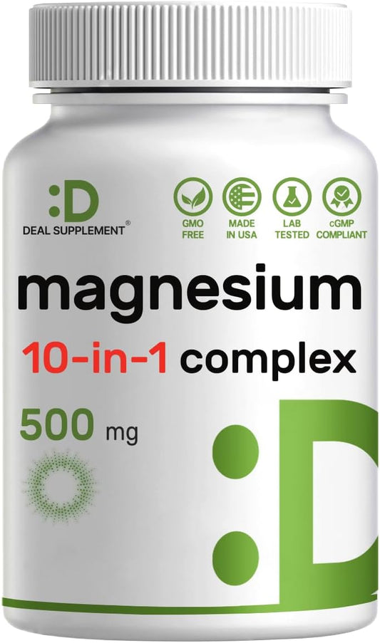 Deal Supplement - Magnesium 10 in 1 -  500 mg, 240 cápsulas vegetales