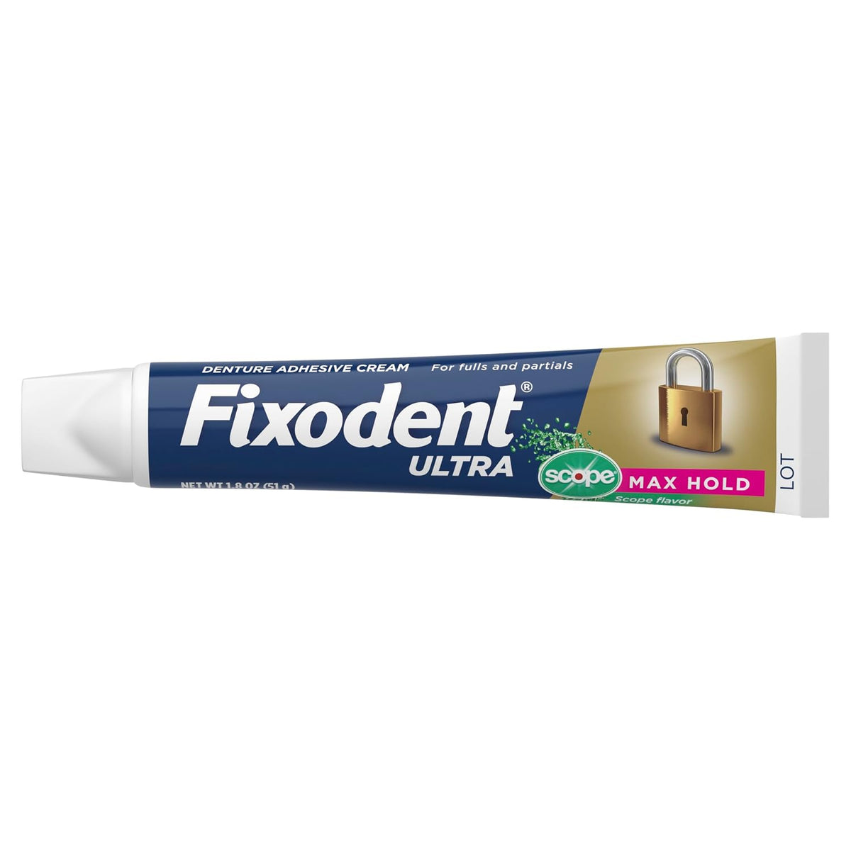 Fixodent Ultra Max Hold Plus Scope Adhesivo para dentaduras postizas, 51g