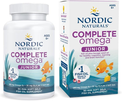 Nordic Naturals - Complete omega junior(283mg omega-3s), 90 mini capsulas sabor a limon