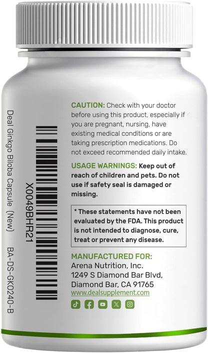 Deal Supplement - Ginkgo Biloba 500mg, 240 capsulas
