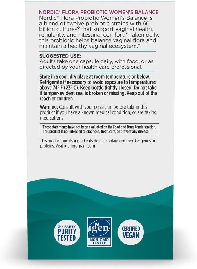 Nordic Naturals - Nordic Flora Probiotic, womens balance 60 billion CFU - 30 capsulas