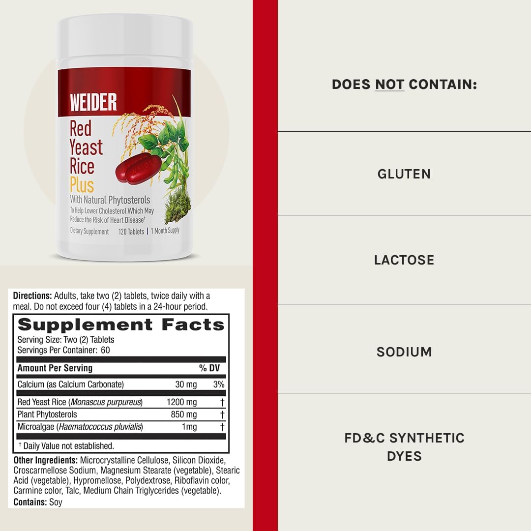 Weider Red Yeast Rice Plus 1200 mg., 240 Tabletas